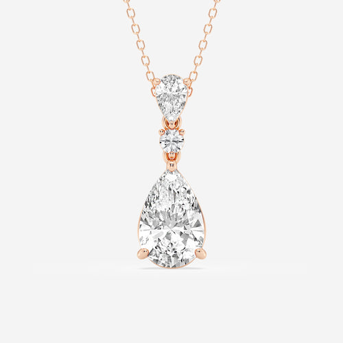 4 ctw Pear Lab Grown Diamond Hinged Pendant 18K Rose Gold, E, VS1 | IGI Certified, 3 1/2 ct Center