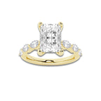 2.53 ctw Radiant Lab-Grown Diamond Marquise Side Stone Engagement Ring in 14K Yellow Gold for Women | Colorless D, VVS1 Clarity, IGI Certified 2.00 ct Center Diamond