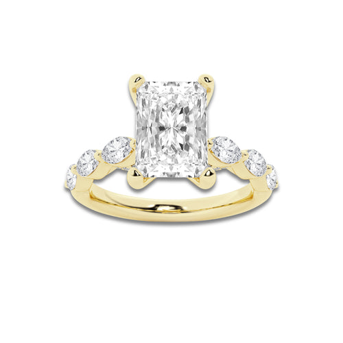 2.53 ctw Radiant Lab-Grown Diamond Marquise Side Stone Engagement Ring in 14K Yellow Gold for Women | Colorless D, VVS1 Clarity, IGI Certified 2.00 ct Center Diamond