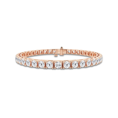 10 ctw Round Lab Grown Diamond Four Prong Box Tennis Bracelet - 6 Inches 14K Rose Gold, DE, VS1