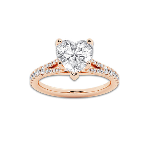7.66 ctw Heart Lab-Grown Diamond Split Shank Side Stone Engagement Ring in 14K Rose Gold for Women | Colorless D, VVS1 Clarity, IGI Certified 7.00 ct Center Diamond