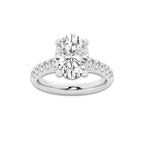 3.93 ctw Oval Lab-Grown Diamond Pave Engagement Ring in Platinum for Women | E Color, VS1 Clarity, IGI Certified 3.50 ct Center Diamond