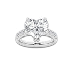 5.43 ctw Heart Lab-Grown Diamond Pave Engagement Ring in 14K White Gold for Women | D Color, VVS1 Clarity, IGI Certified 5.00 ct Center Diamond