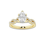 1.00 ctw Pear Lab-Grown Diamond Twisted Shank Engagement Ring in 14K Yellow Gold for Women | E Color, VS1 Clarity, Not Certified 0.75 ct Center Diamond