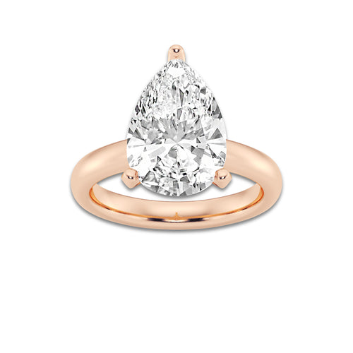 5.00 ctw Pear Lab-Grown Diamond Minimalist Engagement Ring in 14K Rose Gold for Women | D Color, VVS1 Clarity, IGI Certified
