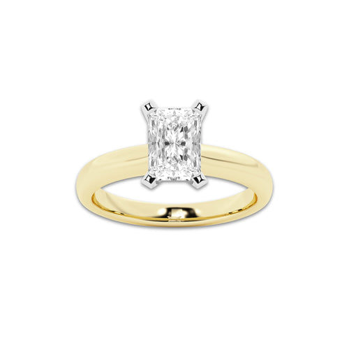 1.50 ctw Radiant Lab-Grown Diamond Minimalist Engagement Ring in 14K White Gold And Yellow Gold for Women | D Color, VVS1 Clarity, IGI Certified