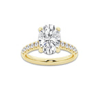 3.40 ctw Oval Lab-Grown Diamond Pave Engagement Ring in 14K Yellow Gold for Women | E Color, VS1 Clarity, IGI Certified 3.00 ct Center Diamond
