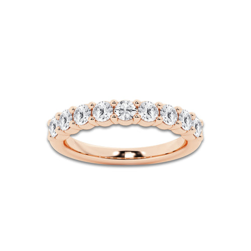 Clarice 1 ctw Round Lab Grown Diamond Nine Stone Shared Prong Anniversary Band 14K Rose Gold, DE, VS1