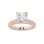 2.44 ctw Asscher Lab-Grown Diamond Twisted Band Engagement Ring in 14K Rose Gold for Women | Colorless E, VS1 Clarity, IGI Certified 2.00 ct Center Diamond