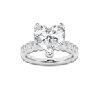 6.66 Ct Heart Lab-Grown Diamond Half Eternity Engagement Ring in 14K White Gold for Female, Colorless (E), VS1 Clarity | IGI Certified, 6.00 Ct Center Diamond
