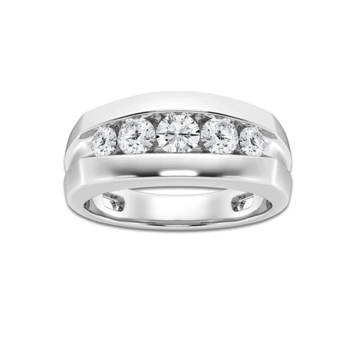 1 ctw Round Lab Grown Diamond Five-Stone Wedding Band 14K White Gold, DE, VS1