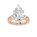 6.96 ctw Marquise Lab-Grown Diamond Three Stone Double Row Engagement Ring in 14K Rose Gold for Women | E Color, VS1 Clarity, IGI Certified 6.00 ct Center Diamond