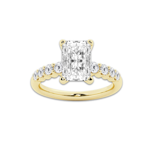 3.04 ctw Radiant Lab-Grown Diamond Side Stone Engagement Ring in 14K Yellow Gold for Women | Colorless D, VVS1 Clarity, IGI Certified 2.50 Ct Center Diamond