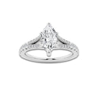 1.08 ctw Marquise Lab-Grown Diamond Split Shank Side Stone Engagement Ring in Platinum for Women | Colorless E, VS1 Clarity, IGI Certified 0.75 ct Center Diamond