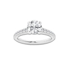 1.39 ctw Round Lab-Grown Diamond Pave Engagement Ring in 14K White Gold for Women | D Color, VVS1 Clarity, IGI Certified 1.00 ct Center Diamond