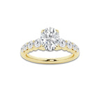 1.54 Ct Oval Lab-Grown Diamond Half Eternity Engagement Ring in 14K Yellow Gold for Female, Colorless (D), VVS1 Clarity | IGI Certified, 1.00 Ct Center Diamond