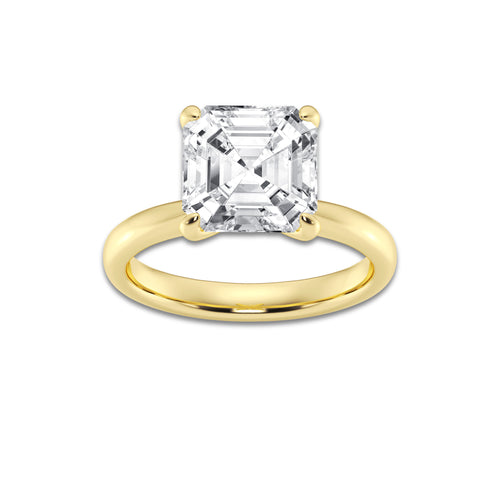 4.00 ctw Asscher Lab-Grown Diamond Solitaire Engagement Ring in 14K Yellow Gold for Women | Colorless D, VVS1 Clarity, IGI Certified