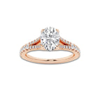 1.33 ctw Oval Lab-Grown Diamond Split Shank Side Stone Engagement Ring in 14K Rose Gold for Women | Colorless E, VS1 Clarity, IGI Certified 1.00 ct Center Diamond