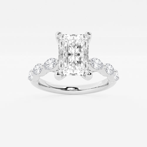 1.91 ctw Radiant Lab-Grown Diamond Marquise Side Stone Engagement Ring in 14K White Gold for Women | Colorless E, VS1 Clarity, IGI Certified 1.50 ct Center Diamond