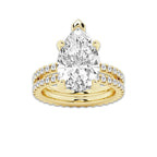 7.22 ctw Pear Lab-Grown Diamond Double Row Diamond Engagement Ring in 14K Yellow Gold for Women | Colorless D, VVS1 Clarity, IGI Certified 6.00 ct Center Diamond