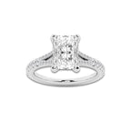 3.33 ctw Radiant Lab-Grown Diamond Split Shank Side Stone Engagement Ring in 14K White Gold for Women | Colorless E, VS1 Clarity, IGI Certified 3.00 ct Center Diamond