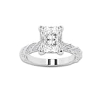 5.42 ctw Radiant Lab-Grown Diamond Twisted Band Engagement Ring in 14K White Gold for Women | Colorless E, VS1 Clarity, IGI Certified 5.00 ct Center Diamond