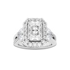 2 7/8 ctw Radiant Lab Grown Diamond Flower Petal Halo Engagement Ring Platinum, D, VVS | 2 ct Center