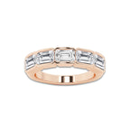 Katherine 3 ctw Emerald Lab Grown Diamond Half Bezel East-West Five Stone Anniversary Band 14K Rose Gold, DE, VS1