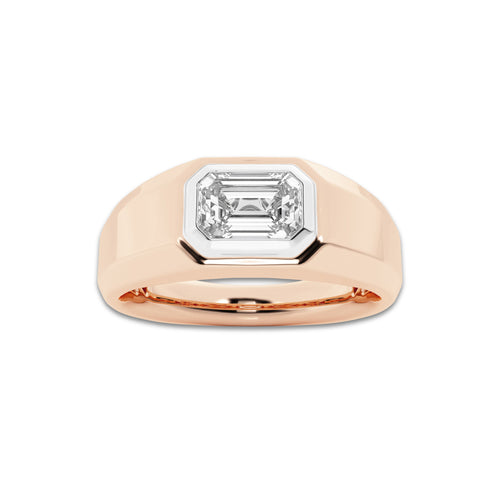 1 1/2 ctw Emerald Lab Grown Diamond Polished Solitaire Ring 14K Rose Gold, E, VS1 | IGI Certified, 1 1/2 ct Center