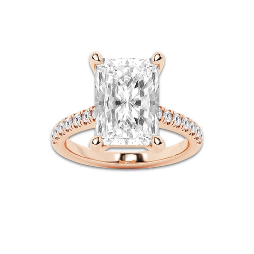 6.47 ctw Radiant Lab-Grown Diamond Hidden Halo Side Stone Engagement Ring in 18K Rose Gold for Women | Colorless D, VVS1 Clarity, IGI Certified 6.00 ct Center Diamond