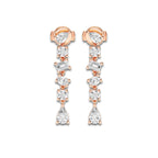 2 1/3 ctw Pear, Oval, Emerald and Round Lab Grown Diamond Waterfall Dangle Earrings 18K Rose Gold, DE, VS1