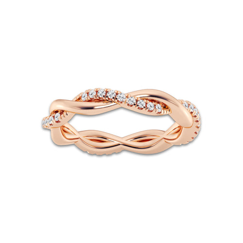 Fatima 1/4 ctw Round Lab Grown Diamond Petite Twist Eternity Band - 3mm Width 14K Rose Gold, DE, VS1