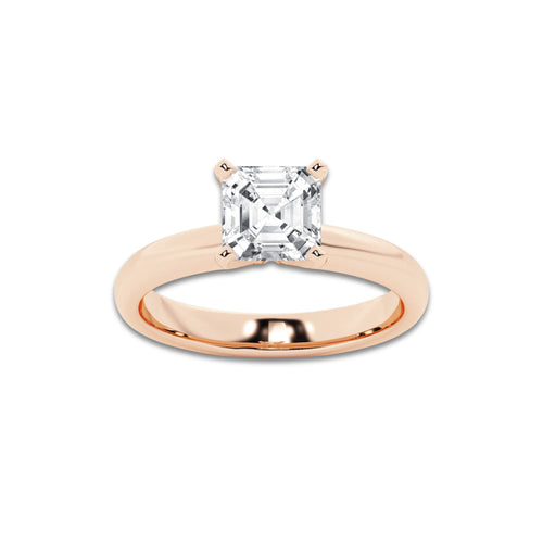 Elan 1 1/2 ctw Asscher Lab Grown Diamond Classic Solitaire Engagement Ring 14K Rose Gold, D, VVS | IGI Certified, 1 1/2 ct Center