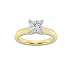1.00 ctw Princess Lab-Grown Diamond Minimalist Engagement Ring in 14K White Gold And Yellow Gold for Women | D Color, VVS1 Clarity, IGI Certified