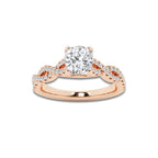 1.25 ctw Cushion Lab-Grown Diamond Twisted Shank Engagement Ring in 14K Rose Gold for Women | E Color, VS1 Clarity, IGI Certified 1.00 ct Center Diamond