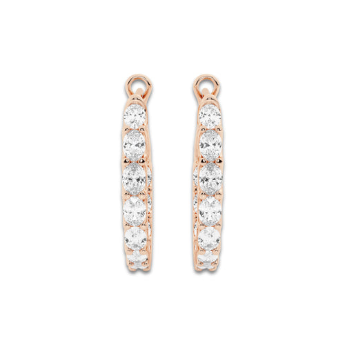 3 ctw Oval Lab Grown Diamond Inside Out Hoop Earrings 14K Rose Gold, DE, VS1