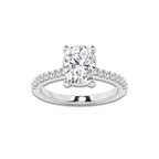 2.78 ctw Elongated Cushion Lab-Grown Diamond Hidden Halo Side Stone Engagement Ring in Platinum for Women | Colorless E, VS1 Clarity, IGI Certified 2.50 ct Center Diamond