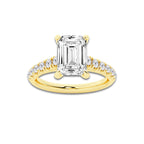 2.41 ctw Emerald Lab-Grown Diamond Pave Engagement Ring in 14K Yellow Gold for Women | D Color, VVS1 Clarity, IGI Certified 2.00 ct Center Diamond
