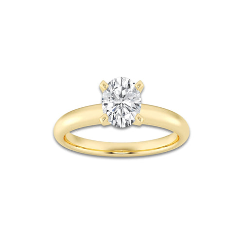 1.00 ctw Oval Lab-Grown Diamond Minimalist Engagement Ring in 14K Yellow Gold for Women | E Color, VS1 Clarity, IGI Certified