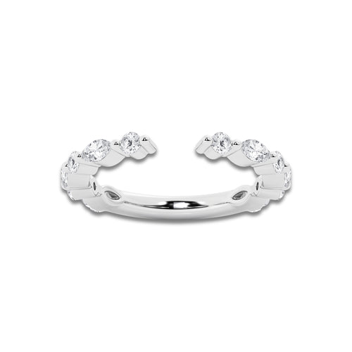 3/4 ctw Marquise and Round Lab Grown Diamond Nesting Wedding Band 14K White Gold, DE, VS1