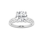 2.04 ctw Round Lab-Grown Diamond Side Stone Engagement Ring in Platinum for Women | Colorless E, VS1 Clarity, IGI Certified 1.50 Ct Center Diamond
