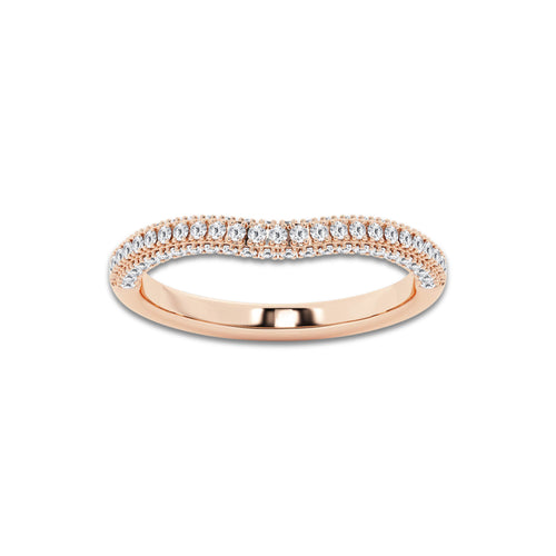 Kate 2/5 ctw Round Lab Grown Diamond Prong Set Contour Wedding Band 14K Rose Gold, DE, VS1