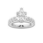 2.50 ctw Pear Lab-Grown Diamond Split-Prong Set Side Stone Engagement Ring in 14K White Gold for Women | Colorless D, VVS1 Clarity, IGI Certified 1.50 ct Center Diamond