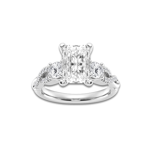 8.61 ctw Radiant Lab-Grown Diamond Side Stone Engagement Ring in 14K White Gold for Women | Colorless E, VS1 Clarity, IGI Certified 8.00 ct Center Diamond