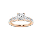 1.54 ctw Asscher Lab-Grown Diamond Side Stone Engagement Ring in 14K Rose Gold for Women | Colorless D, VVS1 Clarity, IGI Certified 1.00 Ct Center Diamond