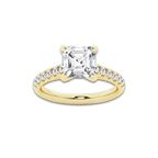 2.90 ctw Asscher Lab-Grown Diamond Pave Engagement Ring in 14K Yellow Gold for Women | E Color, VS1 Clarity, IGI Certified 2.50 ct Center Diamond