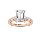2.41 ctw Emerald Lab-Grown Diamond Pave Engagement Ring in 14K Rose Gold for Women | D Color, VVS1 Clarity, IGI Certified 2.00 ct Center Diamond