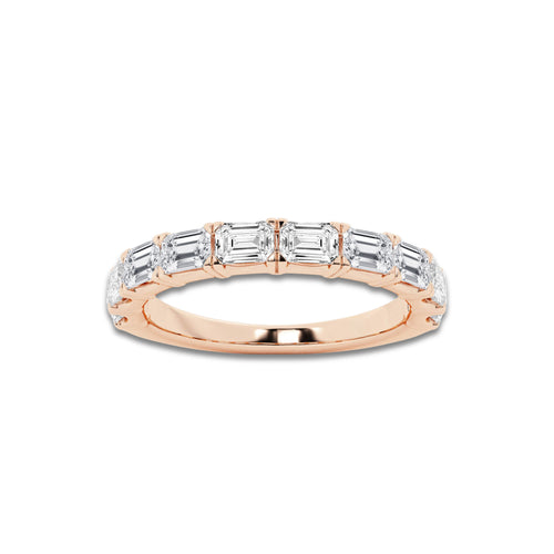 Marina 1 1/2 ctw Emerald Lab Grown Diamond East-West Wedding Band 14K Rose Gold, DE, VS1
