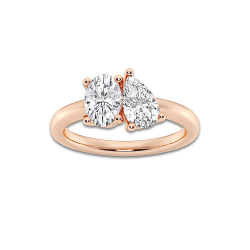 Laurel 2 ctw Toi Et Moi Pear and Oval Engagement Ring 14K Rose Gold, D, VVS | IGI Certified