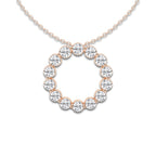 1 ctw Round Lab Grown Diamond Circle Pendant with Adjustable Chain 14K Rose Gold, DE, VS1 | 1 ct Center